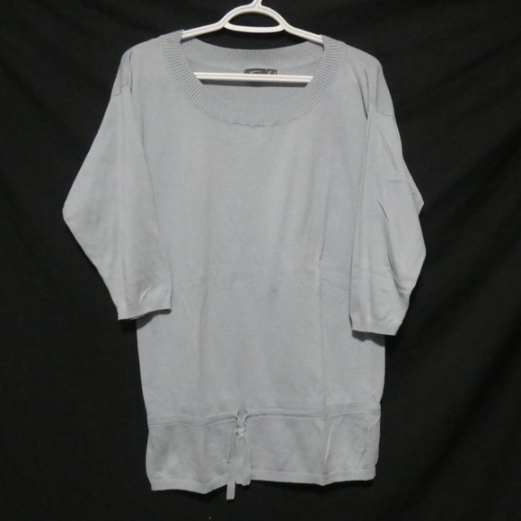 MEXX | large | 100% Cotton | 3/4 Sleeve Knit Scoop Neck Sweater | Light Grey - Picture 1 of 11